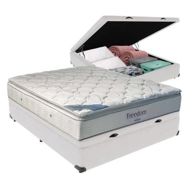 Imagem de Cama + Box Com Baú Casal E Colchão Freedom Ortobom D33 Branco