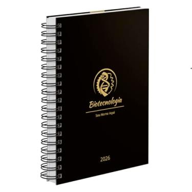 Imagem de Agenda Diária 2026 Personalizada Profissões Preto Ouro Biotecnologia