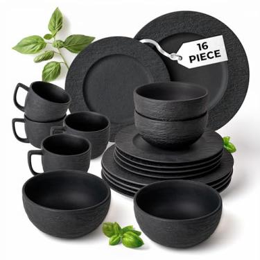 Imagem de MIAMIO - Conjunto de 16 peças de louça/utensílios de mesa de cerâmica modernos/louças/conjunto para 4 pessoas - Coleção Oasis