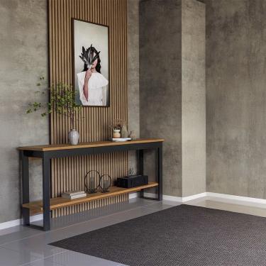 Imagem de Aparador Estilo Industrial em MDF 180cm com 01 Gaveta F47 Freijó Preto Fosco Dalla Costa