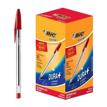Imagem de Caneta Bic Cristal Vermelha Transparente 1.0mm Ponta Média
