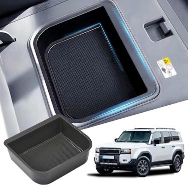 Imagem de AuMoHall Organizador de console central para Land Cruiser 250 Prado J250 LC250 2024 2025, caixa de armazenamento de apoio de braço, bandeja de inserção ABS, acessórios interiores de carro com almofada