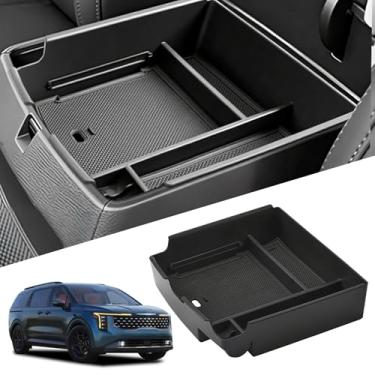 Imagem de AuMoHall Bandeja organizadora de console central para carnaval 2025-2026 (LX/LXS/EX/SX/SX Prestige), caixa de armazenamento de apoio de braço com suporte de moeda, acessórios internos de carro preto