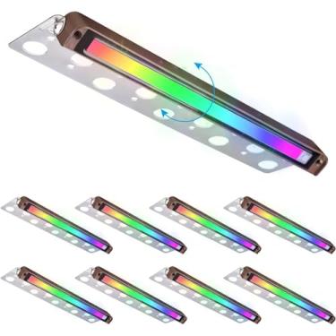 Imagem de LEONLITE Pacote com 8 luzes de parede de contenção LED RGB 30,5 cm 5 W da série Premium, iluminação Hardscape que muda de cor, baixa tensão, 12 V-24 V AC/DC LED para paisagem, luz de piso para