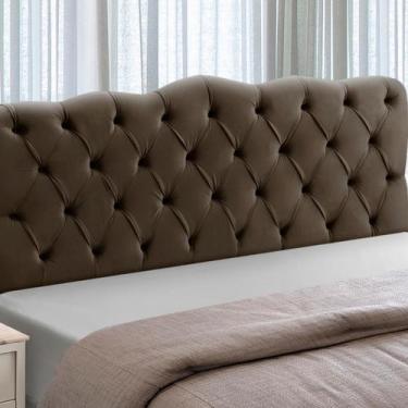 Imagem de Cabeceira Cama Box Estofada Madeira Queen Size Atena - D'Julia, Marrom