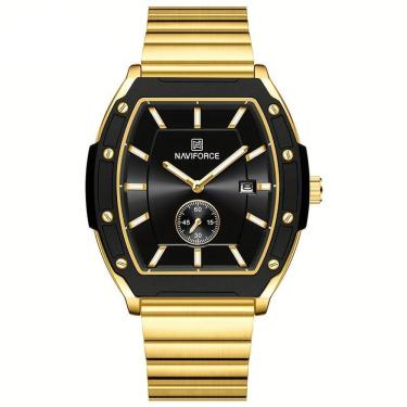 Imagem de Relógio Masculino Quartzo Com Pulseira De Aço Inoxidavel Impermeavel 3atm Preto Dourado