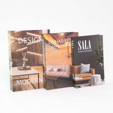 Imagem de Conjunto Caixa Porta Objetos/Livro Decorativa Luxo -Linhas Retas -  HA