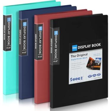 Imagem de Pasta com 30 envelopes Sooez Envelopes de plástico 23 x 30 cm, resistente com protetores de folha transparentes, exibição de 60 páginas para documentos e portfólio de obras de arte – 4 unidades