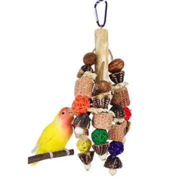 Imagem de Brinquedos de papagaio, brinquedos de mastigar pássaros de nozes naturais para papagaios pequenos e médios Lovebird Quaker Conure Budgie Calopsita - Ideal para a saúde do bico e dos pés de pássaros (1