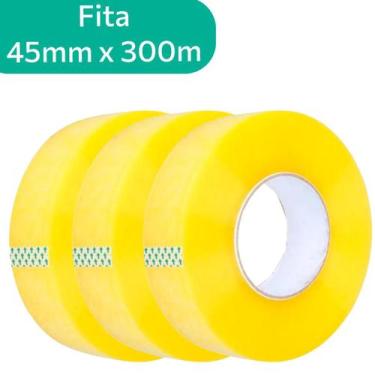 Imagem de Fita Adesiva 45mmx300m Transparente Durex Largo 3 Rolos - New Quatinc