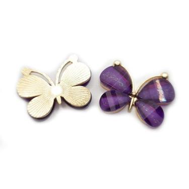 Imagem de Colagem Borboleta Metal com Vidro Roxo 22x29mm 1pç 5g Artesanato - Mac