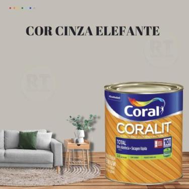 Imagem de Esmalte Sintético Base Água Coral Coralit 800ml Cor Cinza Acetinado p/