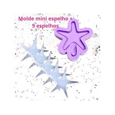 Imagem de KEP18 Molde de silicone mini espelho estrela + 5 espelhos resina decor