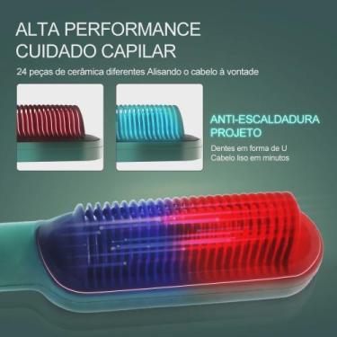 Imagem de Pente Quente Elétrico Alisador Cabelo Crespo Chapinha Alisadora 5 em 1