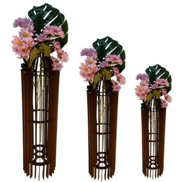 Imagem de Vaso de Chão Decorativo Grande MDF PENEDO - LENOBRE, Preto, Kit com 3 
