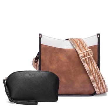 Imagem de Bolsas tiracolo CLUCI Vegen Leather Femininas com 2 alças de guitarra