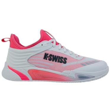 Imagem de K-Swiss Tênis masculino Hypercourt Pinnacle, Branco/Neon Blaze/Stargazer, 44