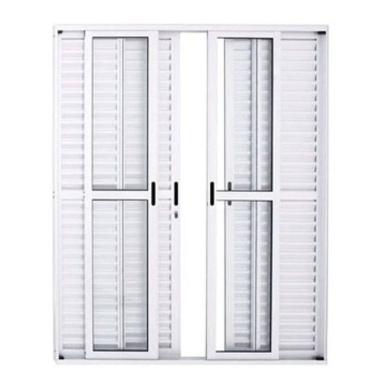 Imagem de Porta Balcão 6 Folhas Aluminio Branco C/Fechadura 2,10x1,80
