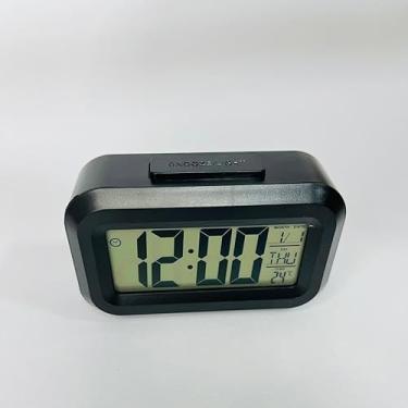 Imagem de Relógio Digital de Mesa com Despertador, Display LCD, 9cm, Preto (Preto)
