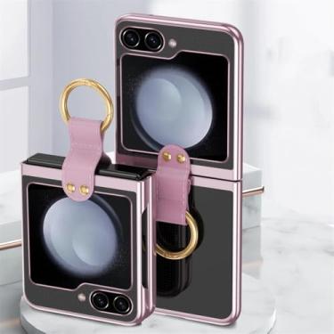Imagem de Capa de anel transparente para Samsung Galaxy Z Flip 3 4 5 6 5G Flip5 Flip4 Flip6 Capa de proteção, rosa, para Galaxy Z Flip 5
