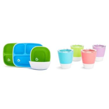 Imagem de Conjunto de pratos e tigelas e copos de treino Munchkin Splash 4 unida