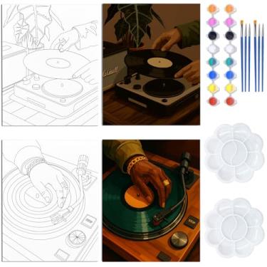 Imagem de WEBEEDY Pacote com 2 telas pré-desenhadas para pintar, tela pré-impressa para gravar música em massa para bricolage pintura preta lembrancinhas de festa, kit de festa de Natal para decoração de casa