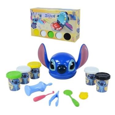 Imagem de Brinquedo Stitch Dentista Cotiplás 2898 Massinha de Modelar Infantil Educativo Kit Criatividade Higiene Bucal Coordenação Motora Crianças