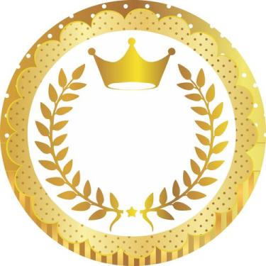 Imagem de Painel de Tecido Sublimado Redondo Coroa e Louros Arabescos Dourados F