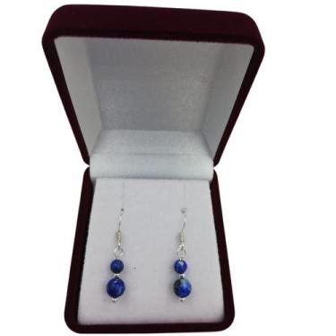 Imagem de Brincos em prata 925 com pedras de lápis-lazúli - Lightbek Official St