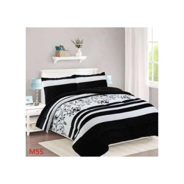 Imagem de Colcha Chiporro King Size com folhas brancas e pretas e 2 capas - Ligh