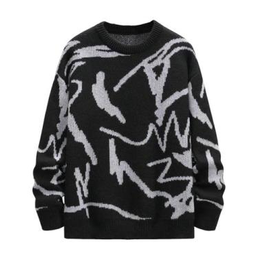 Imagem de Suéter masculino ZAFUL de grandes dimensões de manga comprida com gola