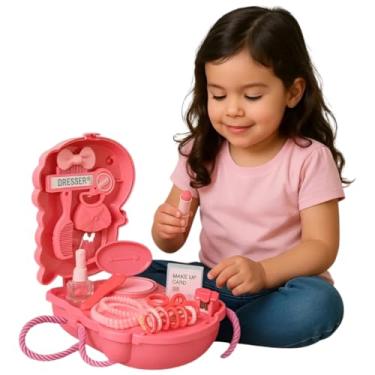 Imagem de Kit Beleza Infantil Maleta Dino 18 Peças Brinquedo Com Estojo (Rosa)