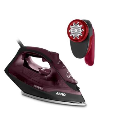 Imagem de Kit Arno com Ferro a Vapor Ultragliss, Vinho, com Base Durilium Airglide, 1520W, 110V + Papa Bolinhas e Fiapos Arno KFPV