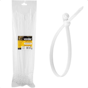 Imagem de Abraçadeira Nylon Para Parafusos 380 X 7,6 Branca Com 100 Peças Vonder
