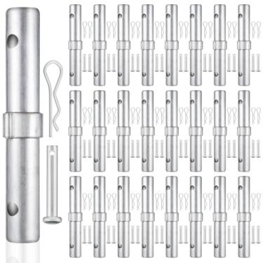Imagem de Otoolling Pacote com 24 pinos de acoplamento de andaimes de 3,5 cm OD x 23 cm l Pino de acoplamento de andaime resistente com colar de 2,5 cm e 48 pinos de travamento de retentores de mola acessórios