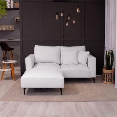 Imagem de Sofá 2 Lugares com Molas Ensacadas 170 cm e Puff Unne Bouclé Off White