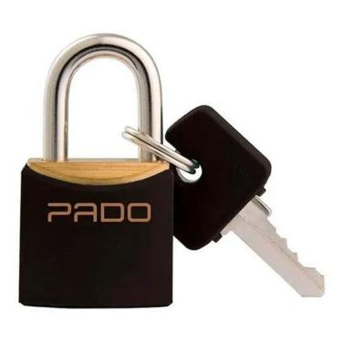 Imagem de 2X Cadeado Pado Trava Segurança Preto 20Mm Latão 2 Chaves