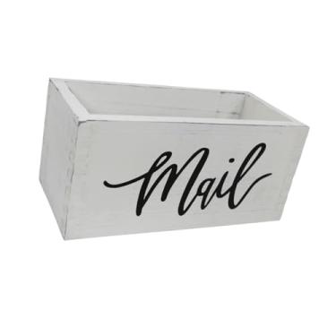 Imagem de IEUDNS Organizador de arquivos de correspondência, porta-envelopes de madeira compacto e rústico, organizador de cartas para, chaves, cadernos, C