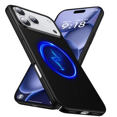 Imagem de GRECAZO Capa magnética ultrafina fosca projetada para iPhone 17 Pro 16.0 cm (2025) fina minimalista leve fosca rígida PC compatível com capa protetora MagSafe capa amortecedora preta