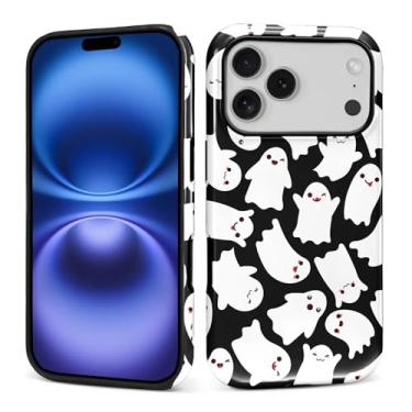 Imagem de Kapadiy Capa para iPhone 17 Pro, design de morcegos fantasmas de Halloween híbrido proteção dupla de silicone rígido PC à prova de choque, capa protetora fina antiarranhões para homens e mulheres