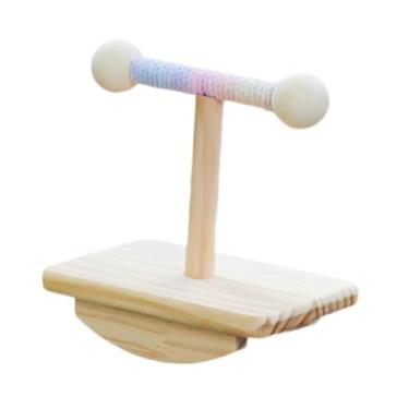 Imagem de WeiLaiKeQi Suporte para treinamento de papagaios, suporte em T para treinamento de pássaros, playground de madeira, para papagaios, mesa, poleiro para pássaros