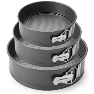 Imagem de Kit 3 Formas Redondas Antiaderentes com Fundo Removível Bolos e Tortas