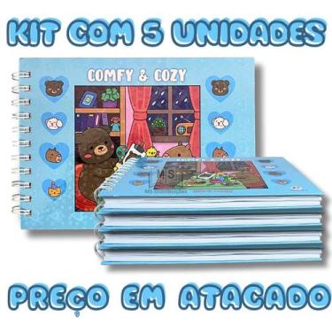 Imagem de KIT ATACADO 5 LIVROS Comfy E Cozy Goods Azul Para Colorir CAPA DURA 96
