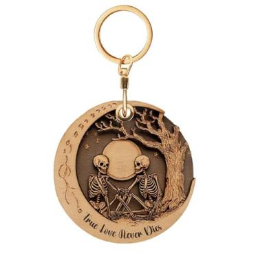 Imagem de Capa de chaveiro de couro de caveira compatível com Air Tag, capa protetora de esqueleto para casal, acessórios para localizador de rastreador GPS para chaves, animais de estimação, bagagem, crianças