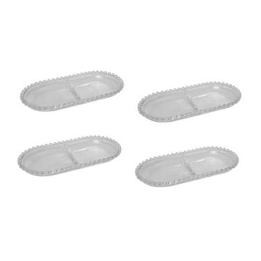Imagem de Kit 4 Petisqueiras Travessa Wolff Pearl Cristal C/ Divisória