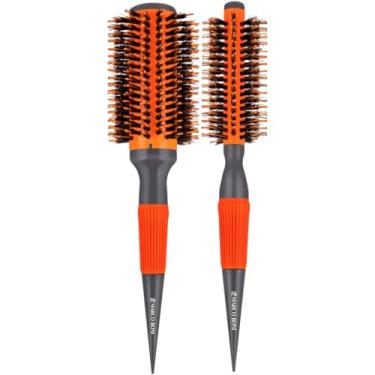 Imagem de Kit 2 Escova De Cabelo Marco Boni Laranja Profissional Termica Ceramica Cerdas Javali 46mm 65mm