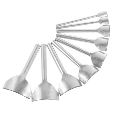 Imagem de WhSunVo 9 peças de furador de couro meio redondo, 9 tamanhos, perfurador de canto de couro de aço, reutilizável, cortador de extremidade de cinto multiuso para cintos de bricolage, carteiras e bolsas