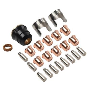 Imagem de Kit de consumíveis de tocha de corte de plasma com bicos e eletrodos suportes de anel de redemoinho copo protetor para cortador CUT-55DS Pro