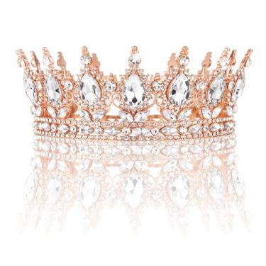 Imagem de Coroa dourada para mulheres, tiara de tiaras de cristal para casamento, acessórios de cabelo para noiva, festa de aniversário, formatura, bolo, 4.72 inches diameter, 2.17 inches height, Strass