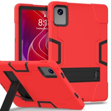 Imagem de Meifei Capa para Lenovo Tab M11 (TB330FU/TB330XU) 27.9 cm 2024 proteção resistente à prova de choque silicone macio capa de policarbonato suporte, vermelho + preto